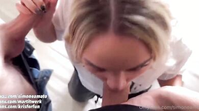 Il primo threesome con fidanzata bionda tettona