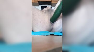 Zucchina nel culo in cucina